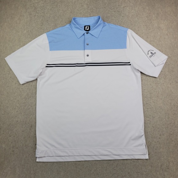 FootJoy Golf Polo Shirt Mens L White Colorblock Short Sleeve Performance Logo - Picture 2 of 10